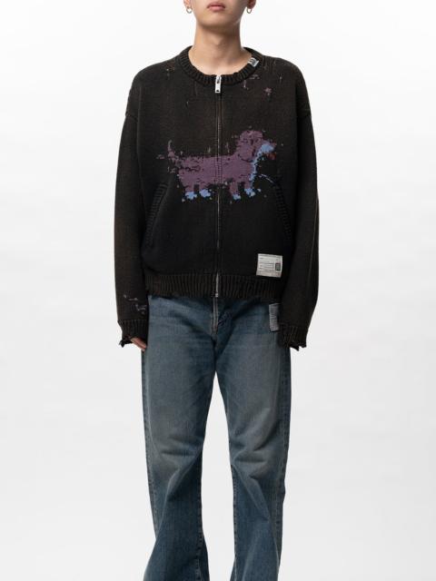 Dog Jacquard Knit Cardigan