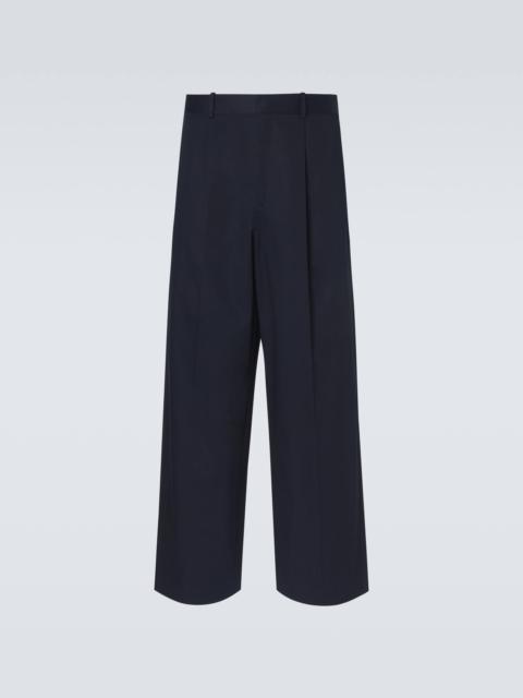 Pleated cotton gabardine wide-leg pants