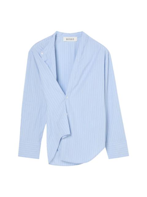 OVERLAP STRIPED SHIRT  | FINE BLUE STRIPE