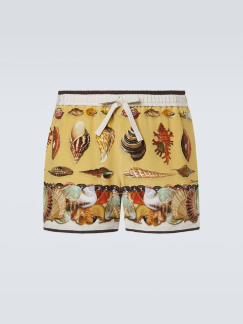 Printed silk shorts