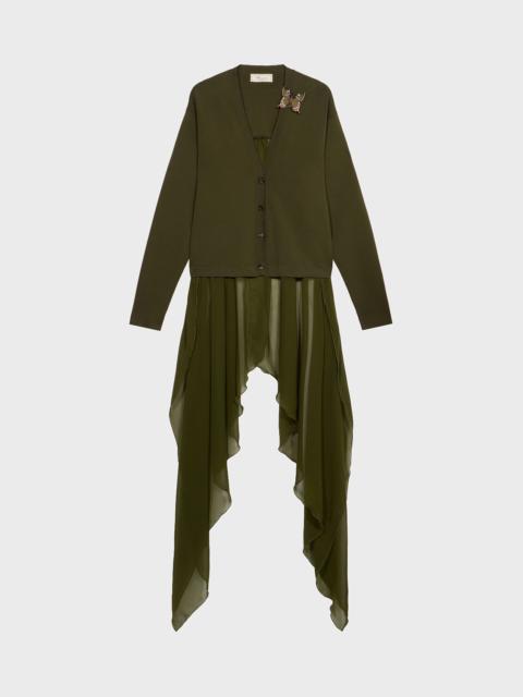 KNIT CARDIGAN WITH EMBROIDERY AND SWALLOW TAILS