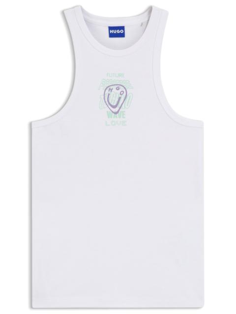 RIBBED-COTTON TANK TOP WITH LOGO ARTWORK