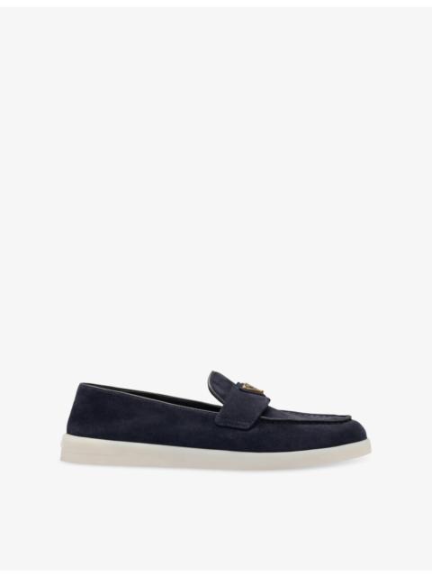 Logo-embellished suede loafers