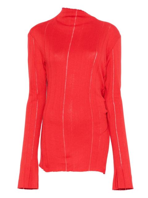 slit-detail knitted top
