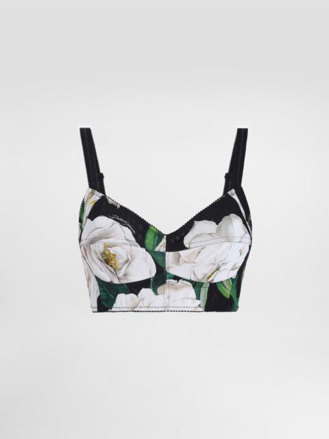 Stretch bralette top with gardenia print