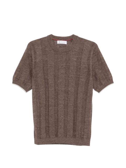 ribbed short-sleeve T-shirt