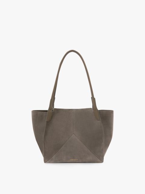 Victoria Tote Bag In Pebble Grey Suede