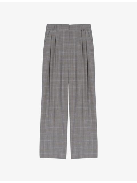 Checked Straight-Leg Stretch Wool-Blend Trousers