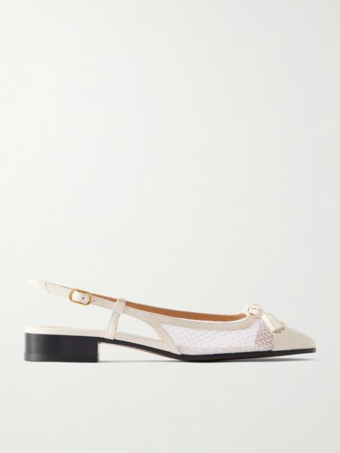 Valet Du Roi Tasseled Leather And Mesh Slingback Ballet Flats