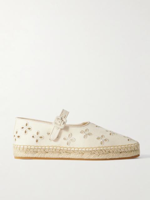 Clover Grosgrain-trimmed And Broderie Anglaise Canvas Espadrilles
