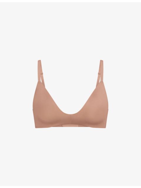 Wireless Form logo-embossed padded stretch-cotton bra