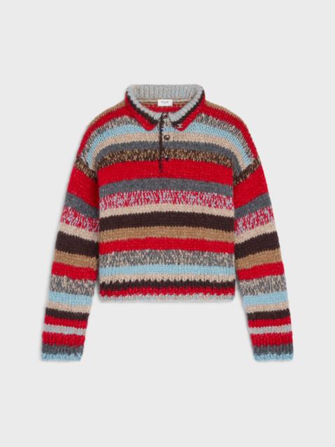 polo sweater IN MOULINE ALPACA AND WOOL