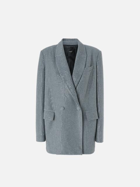OVERSIZED DOUBLE-BREASTED BLAZER WITH RHINESTONES