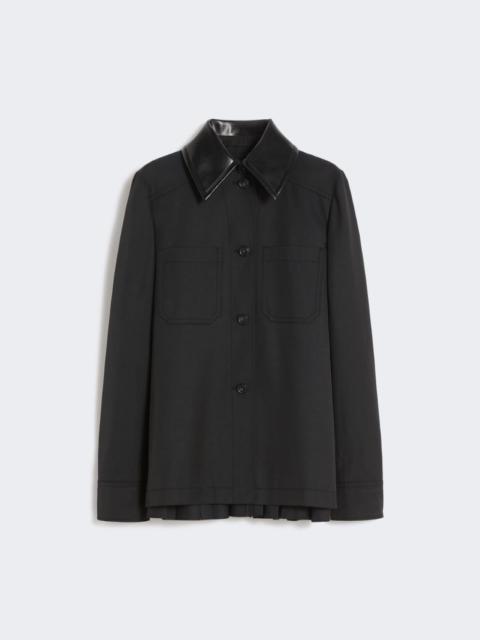 Cotton overshirt with a plissé-pleated back - black