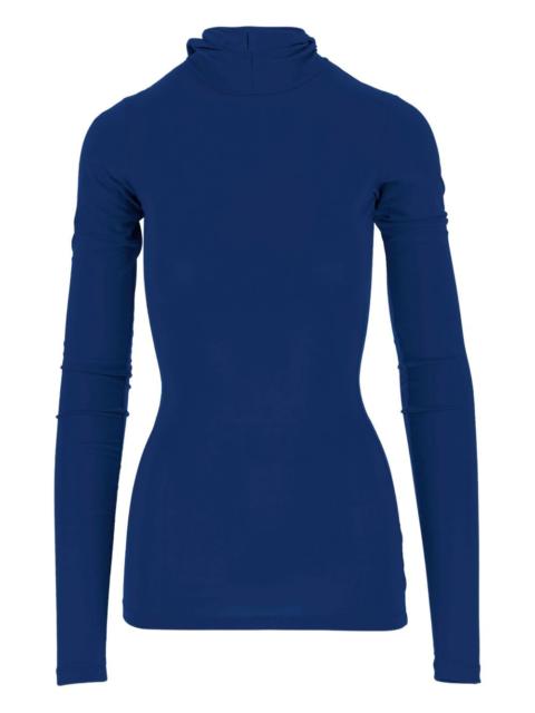 high-neck hooded top