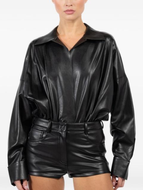 faux-leather blouse
