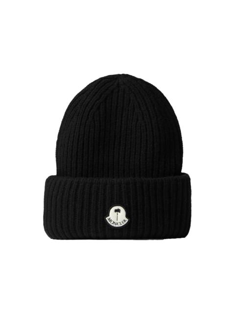 Moncler x Palm Angels Patched Ribbed Beanie FW21 Black White