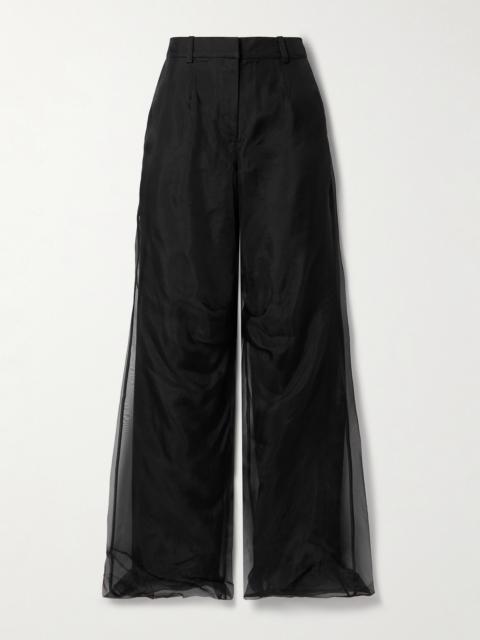 Iconica Duo Layered Silk-organza And Wool-twill Wide-leg Pants