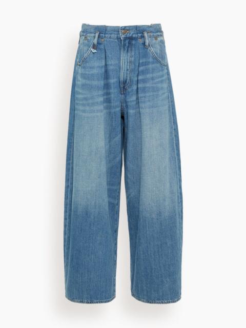Pleated Waistband Jean in Concrete Blue
