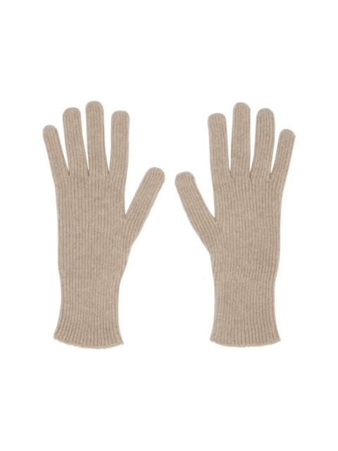 Beige Ribbed Gloves
