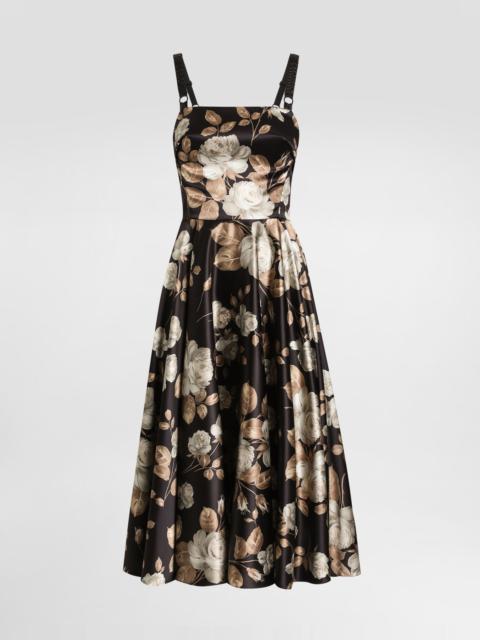 Vintage rose-print satin dress