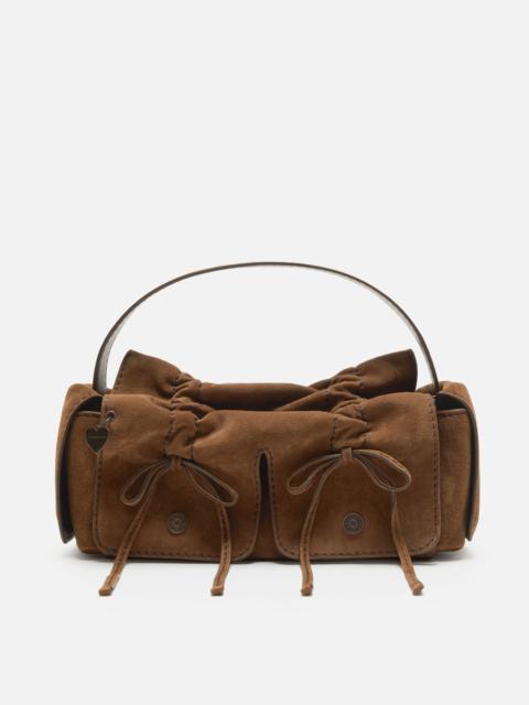 Multipocket suede shoulder bag - Cognac brown