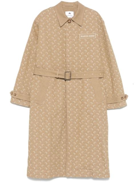 Moonogram-pattern twill coat