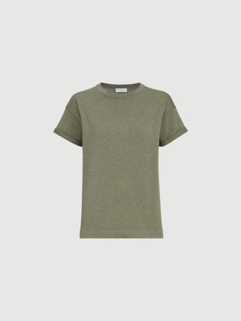 Sparkling cashmere and silk lightweight knit T-shirt