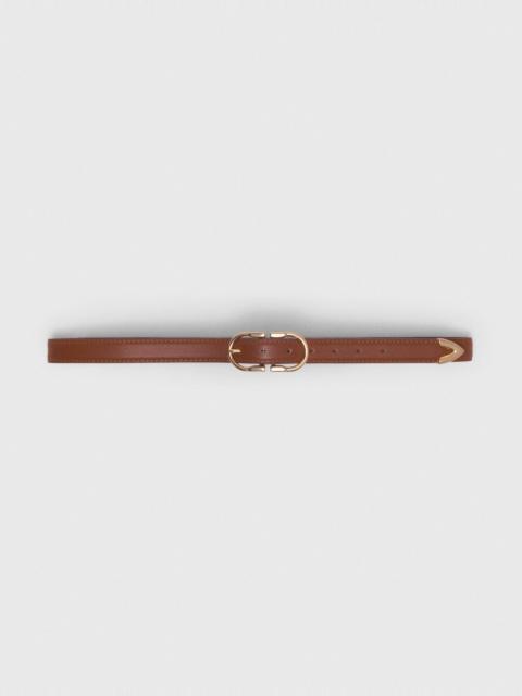 Double-buckle leather belt