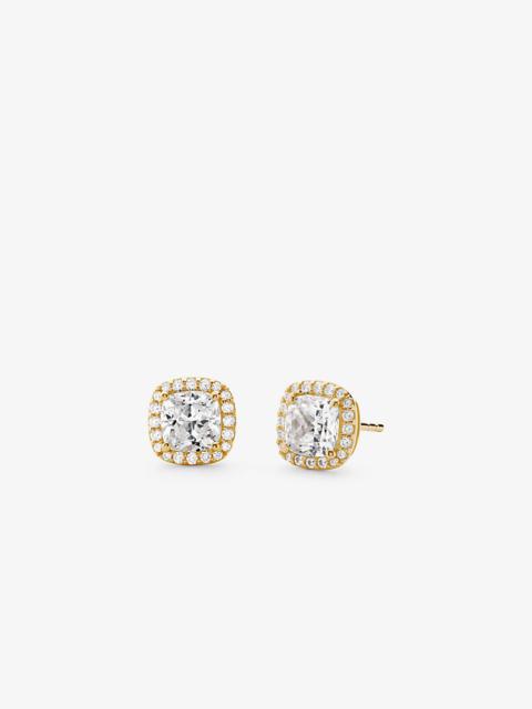 Precious Metal-Plated Sterling Silver Pavé Stud Earrings