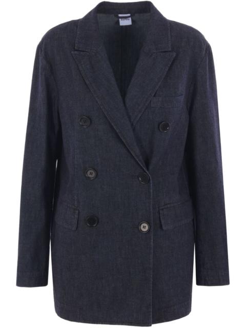 double-breasted denim blazer