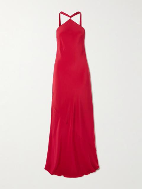 Pheobe Fringed Silk-chiffon Halterneck Maxi Dress