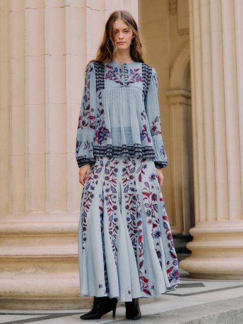 Soft Blue Marcelle Pleated Maxi Skirt