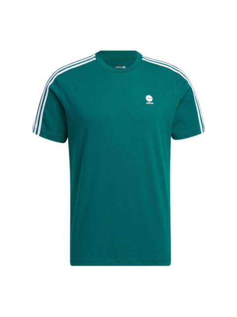 Men's adidas neo Stripe Micro Mark Home Casual Short Sleeve Green T-Shirt HT7350