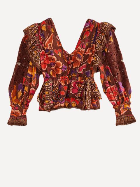 Bright Flora Brown Blouse