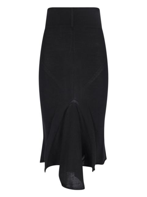 asymmetric fishtail midi skirt