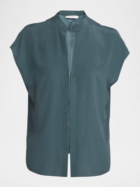 Cap-Sleeve Blouse with Hidden Placket