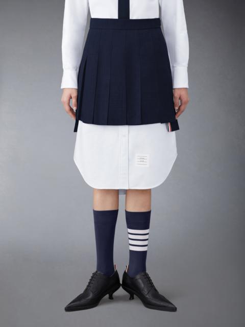 THIGH LENGTH DROPPED BACK PLEATED SKIRT IN 2PLY FRESCO