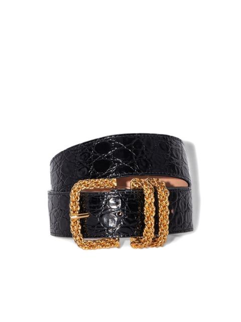 croco-embossed leather belt