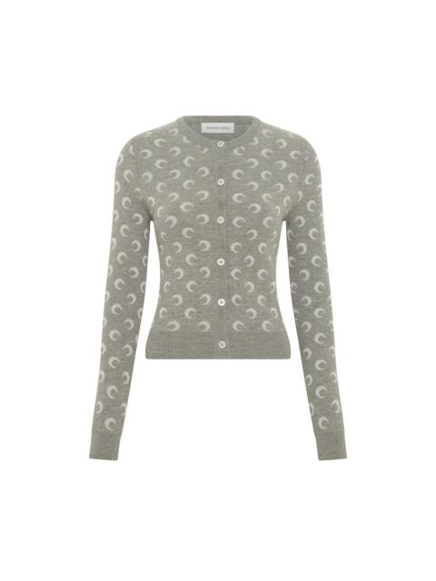 MOON JACQUARD KNIT FITTED CARDIGAN