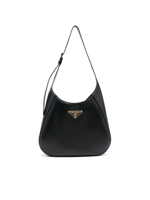 triangle-logo leather shoulder bag