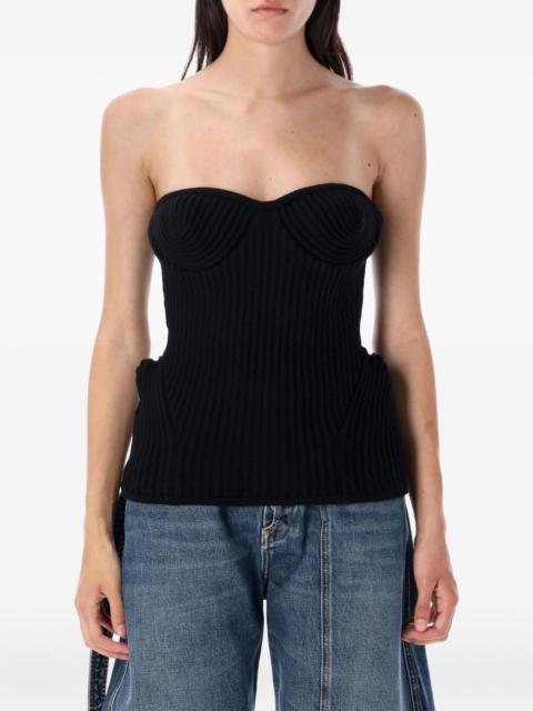 ribbed-knit bustier top