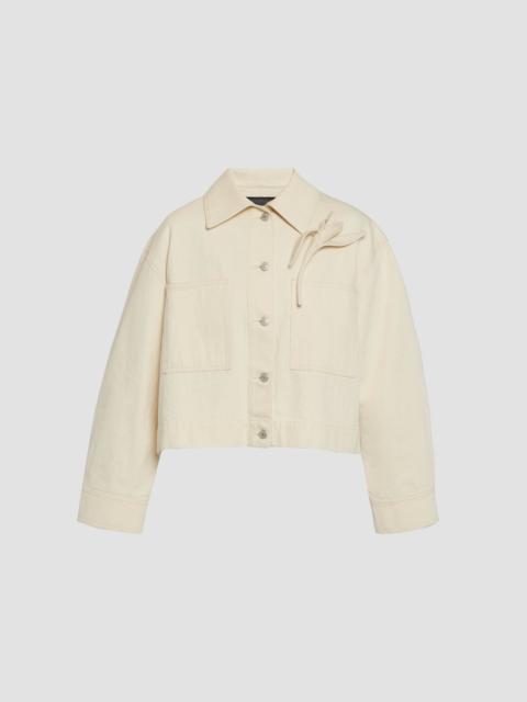 FLORAL APPLIQUÉ DENIM CROPPED JACKET