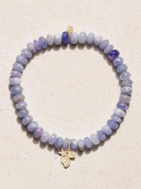 Small Cluster Charm 14-karat Gold, Hackmanite And Diamond Bracelet