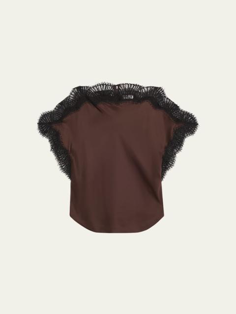 Luna Satin Lace-Trim Top
