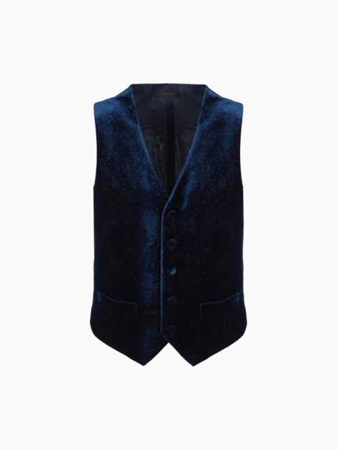 Single-breasted velvet and Lurex waistcoat
