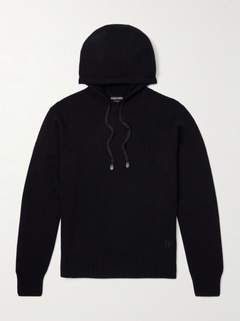 Logo-Embroidered Cashmere Hoodie Black