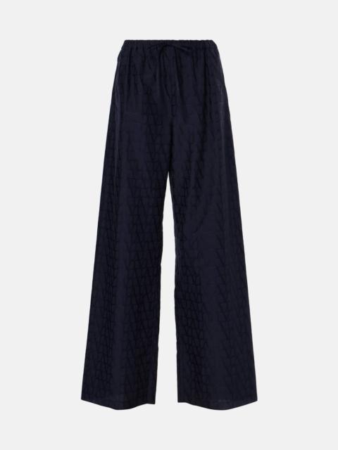 Cotton poplin wide-leg pants