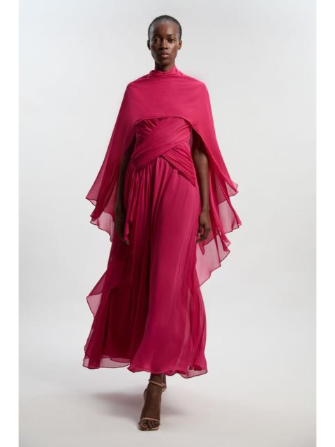 Crinkle Cross Front Georgette Woven Maxi Dress