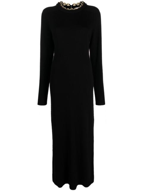 knitted long-sleeve long dress